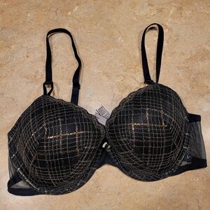 Victoria's Secret Black and Gold Checkered Bra